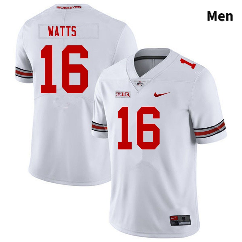 Men's Ohio State Buckeyes #16 Ryan Watts White Authentic College Stitched Football Jersey 23ZX048GF